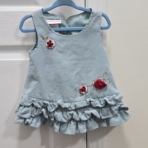 Bonnie Baby Light Blue Dress with Red Accents